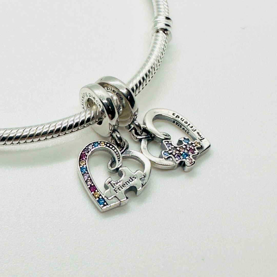 Pandora Puzzle Piece Hearts Splittable Friendship Charm Etsy