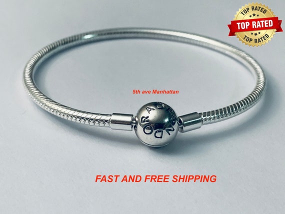 GENUINE PANDORA BRACELET silver bracelet with blue... - Depop