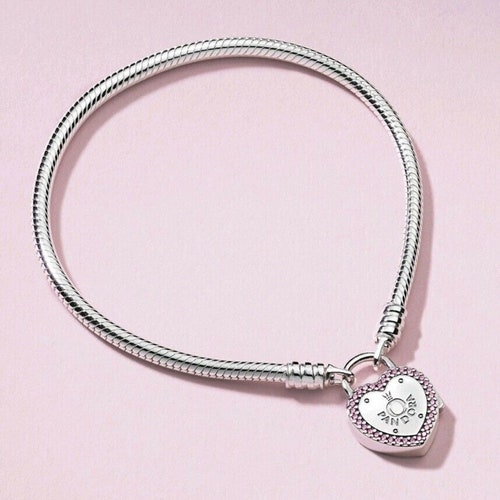 Silver Bracelet PINK LOCK Your Promise 