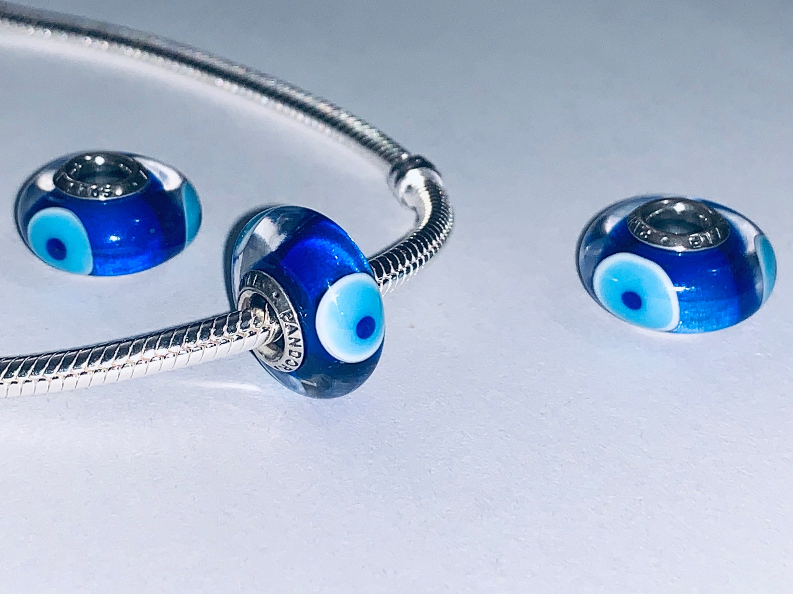 Pandora Murano Glass EVIL EYE Charm Dark Blue Turquoise Etsy