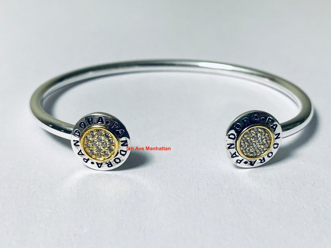 Authentic Pandora Silver Signature 2 Tone OPEN BANGLE Authentic Pandora Silver Signature 2 Tone OPEN BANGLE