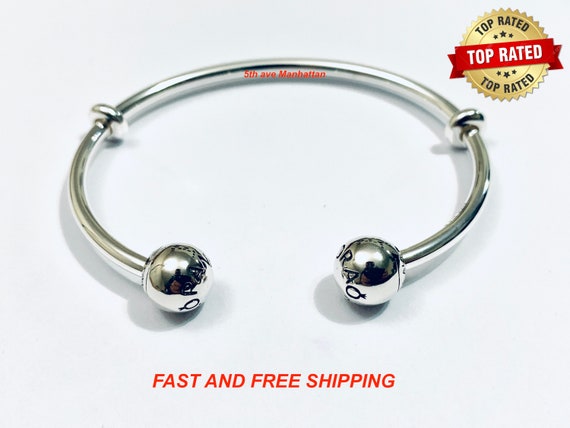 Tage med Arthur burst Authentic Pandora Silver OPEN BANGLE With Silicone Grips - Etsy
