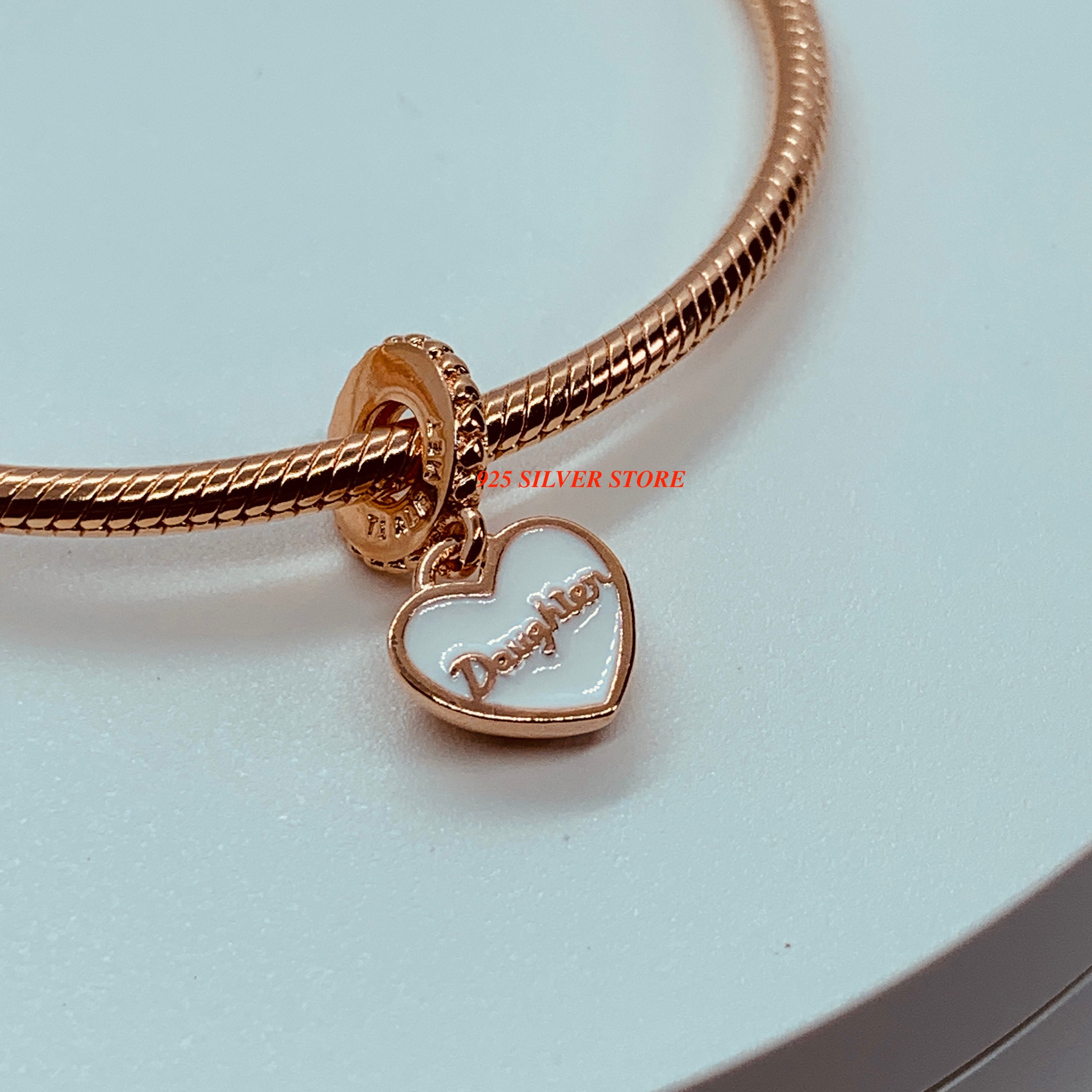 Authentic Pandora Rose Gold DAUGHTER LOVE Charm pandora Bracelet