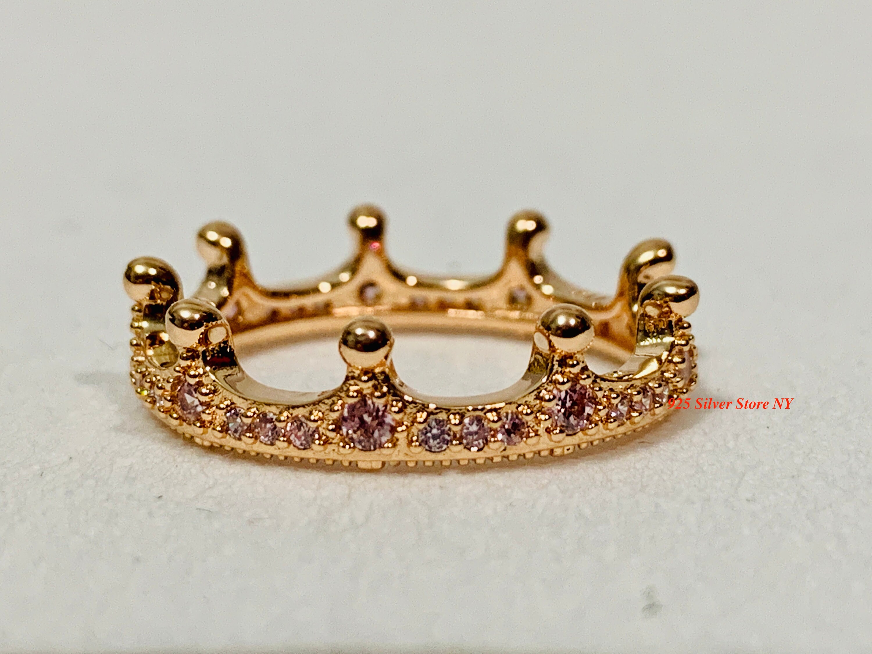 Silver Rose Gold Pink Sparkling Crown 