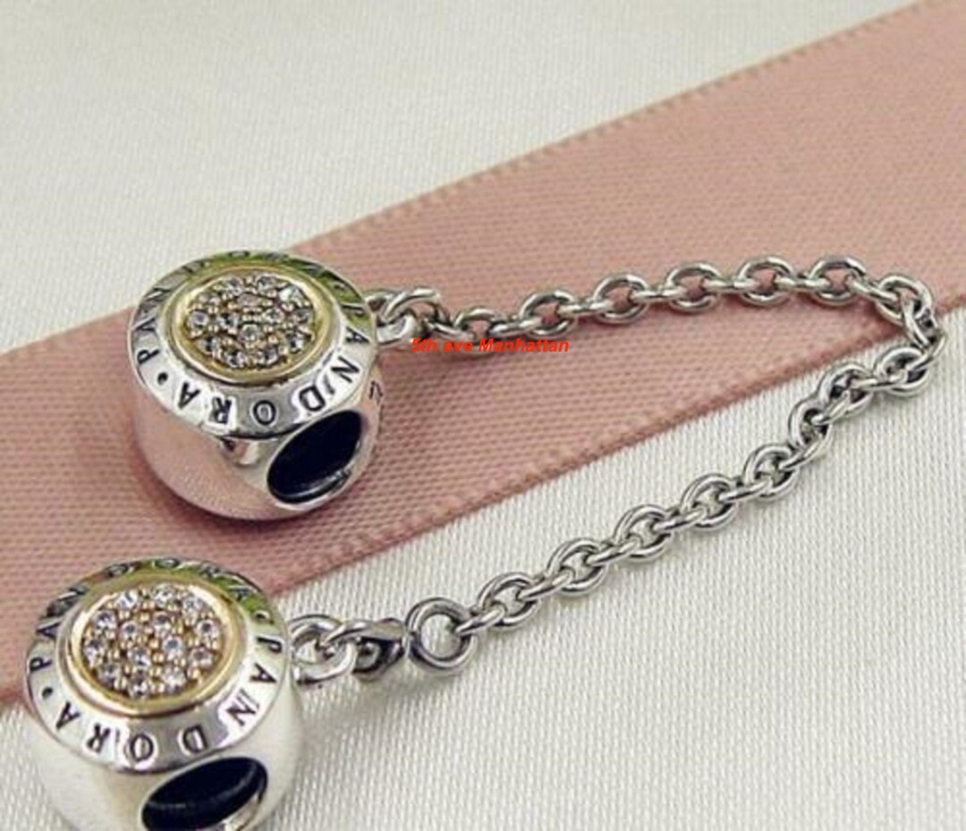 Authentic Pandora Signature 2 TONE SAFETY CHAIN /pandora Bracelet