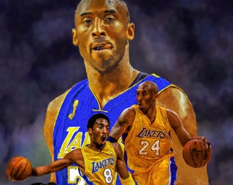 Kobe Bryant LA Lakers 1 NBA Basketball Kunstdruck 11x14 - 48x36