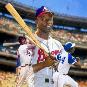 Hank Aaron Atlanta Braves MLB Fulton County Stadium Baseball Art Print 2AM3 11x14 - 48x36