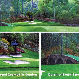 Augusta National Golf Club Masters Amen Corner Hole 12 Golden Bell art print golf course oil painting 3000 up to 24x72