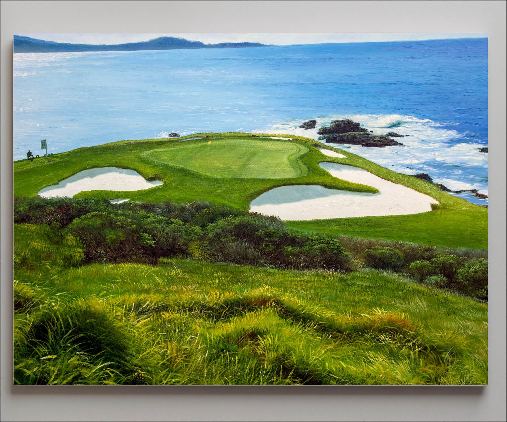 Pebble Beach Golf Links Club Hole 7 Golf Course Oil Painting Art Print