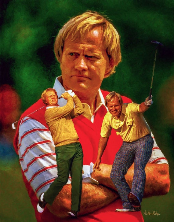 Jack Nicklaus Golden Bear Pga Golf Professional Golfer Art Etsy