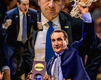 Mike Krzyzewski Duke Blue Devils Coach K NCAA College Basketball Art Print 1AM3 8x10-40x50in