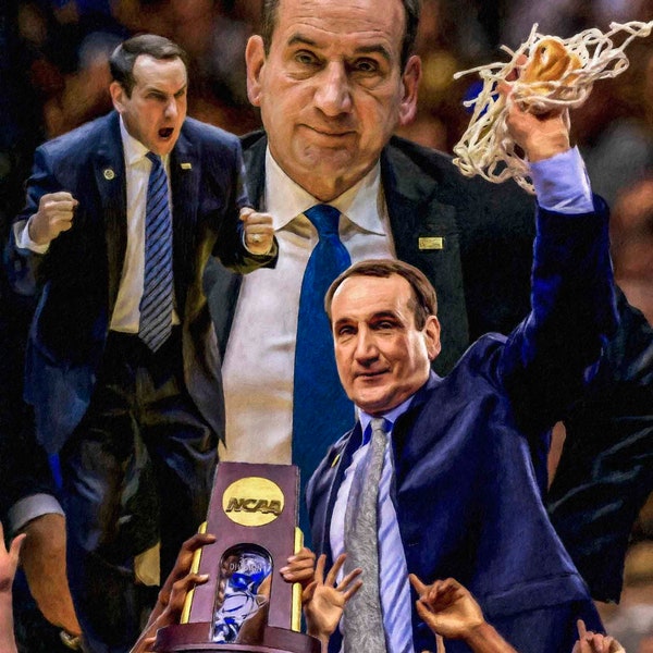 Mike Krzyzewski Duke Blue Devils Coach K NCAA College Basketball Art Print 1AM3 8x10-40x50in