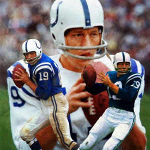 Johnny Unitas Baltimore Colts HOF Super Bowl Champion QB Quarterback Art 1AM3 8x10-40x50in image 1