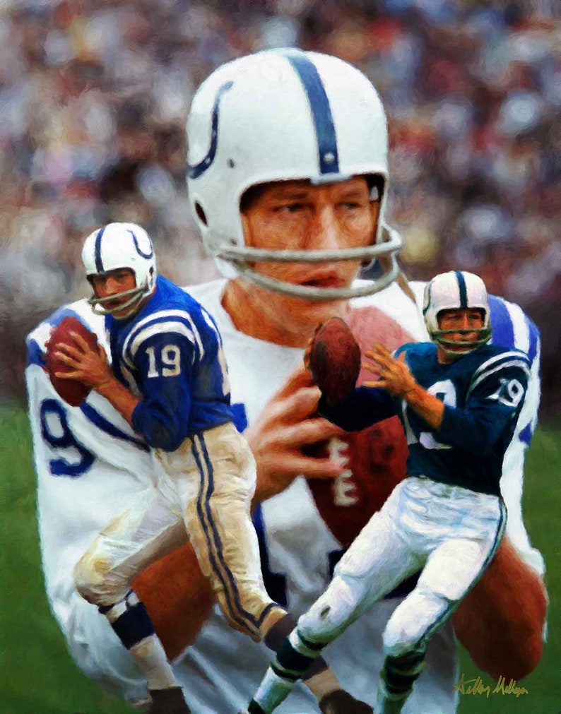 Johnny Unitas Baltimore Colts HOF Super Bowl Champion QB Quarterback Art 1AM3 8x10-40x50in image 1