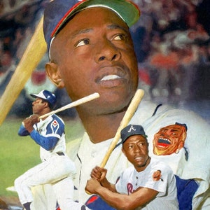 Hank Aaron Atlanta Braves MLB Fulton County Stadium Baseball Art Print 1AM3 11x14 - 48x36