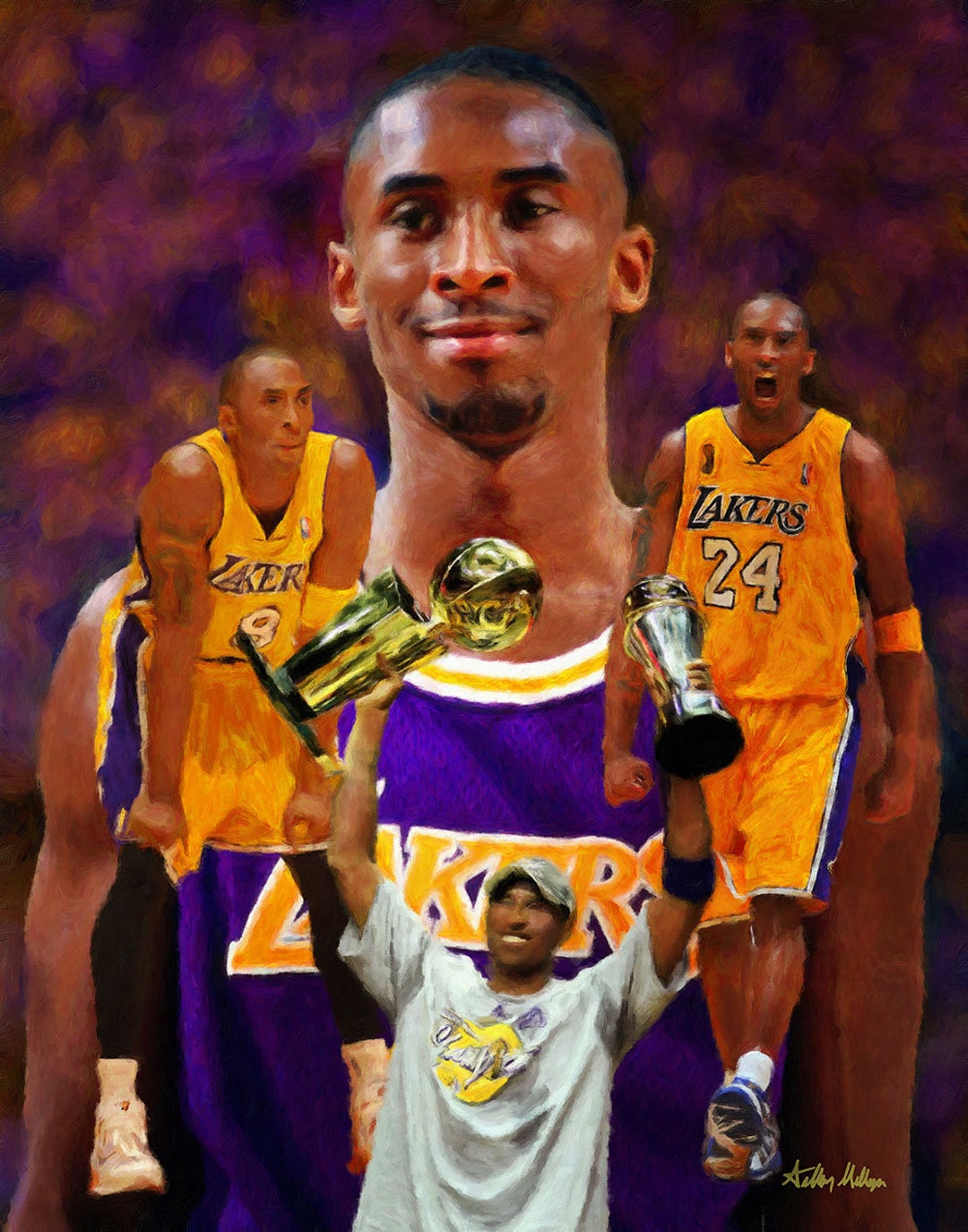 Magic Johnson Los Angeles Lakers Art 3 NBA Basketball 8x10 to 48x36 Art  Print