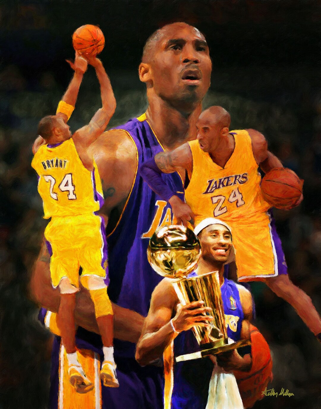 Kobe Bryant LA Lakers Patch Gold Cracked Ice Custom Card 