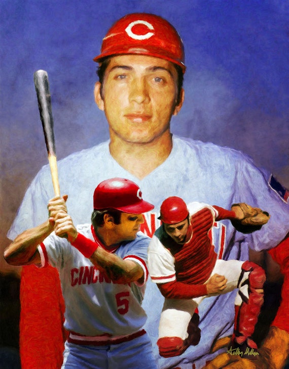 Cincinnati Reds Johnny Bench Catcher Mlb Baseball Stadium Art Etsy