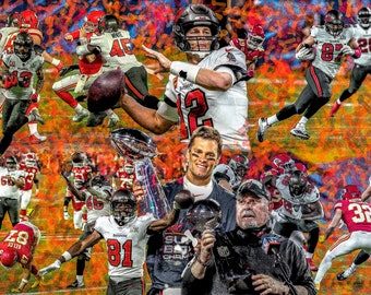 Tampa Bay Buccaneers Super Bowl Fans Tom Brady Bucs NFL Football WC5 Auswahlmöglichkeiten 8x10-48x36