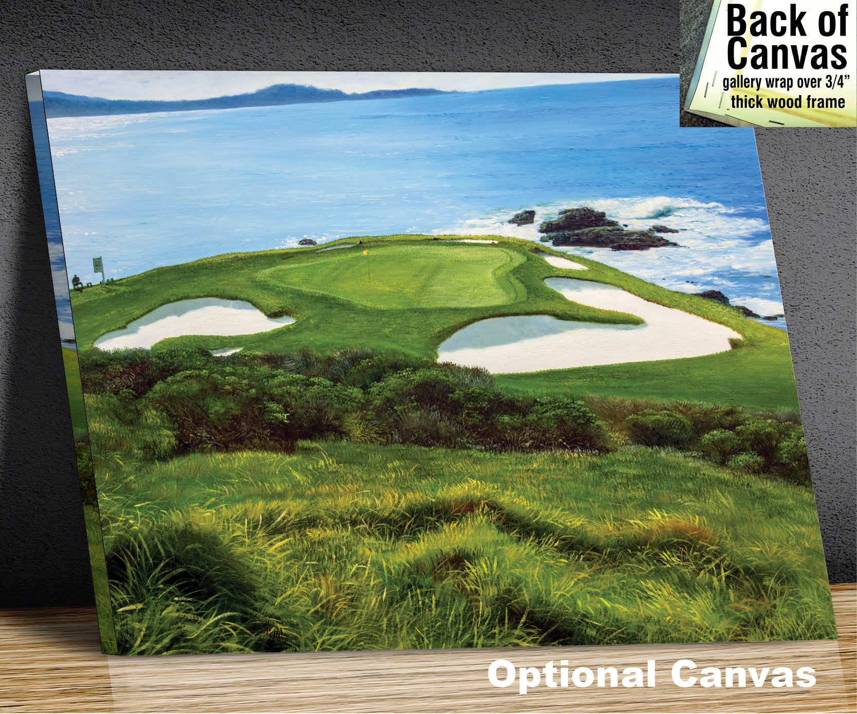 Pebble Beach Golf Links Club Hole 7 Golf Course Oil Painting Art