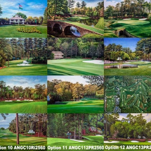 Augusta National Golf Club Masters Tournament Amen Corner Hole 12 Golden Bell Azalea Redbud parcours de golf peinture à l’huile impressions d’art 8x10-40x60in