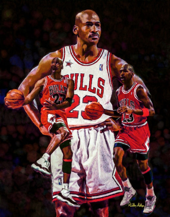 Michael Jordan Chicago Bulls Collage Original Artwork North Carolina NBA  Basketball T-Shirt