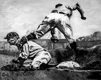Ty Cobb Tyrus Raymond Detroit Tigers Sliding MLB Baseball Art Print 11x14 - 48x36