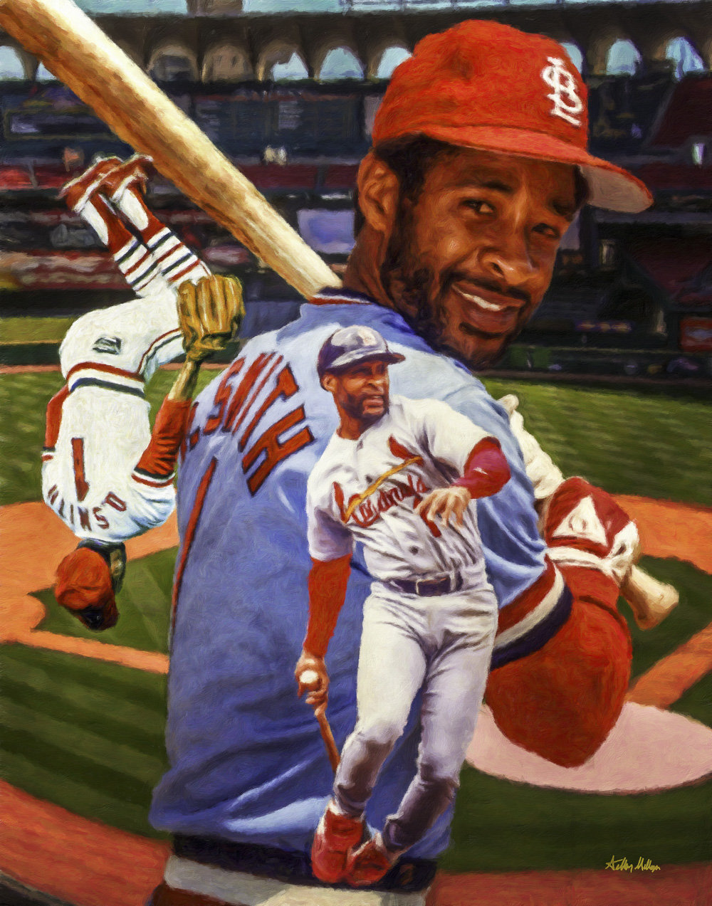 Ozzie Smith St Louis Cardinals MLB Baseball Busch Stadium Art 