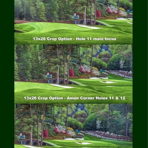 Augusta National Golf Club Masters Amen Corner Hole 12 Golden Bell 11 White Dogwood art print golf course peinture à l’huile 3000 jusqu’à 24x48