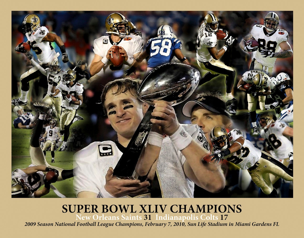 New Orleans Saints Super Bowl Champions 2009 Drew Brees NFL