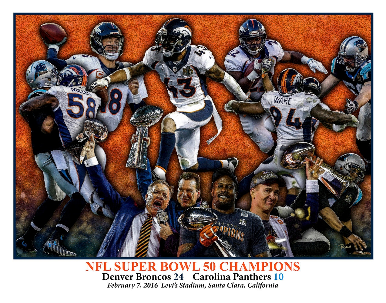 Denver Broncos Super Bowl Champions 2016 Peyton Manning John Elway 
