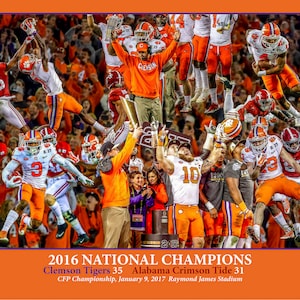 Clemson Tigers Campeones Nacionales 2016 NCAA Football NC03 Art Print 11x14-48x36