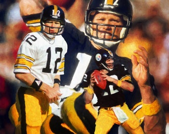 Terry Bradshaw Pittsburgh Steelers QB Quarterback 1 NFL Football Art Print 11x14 - 48x36