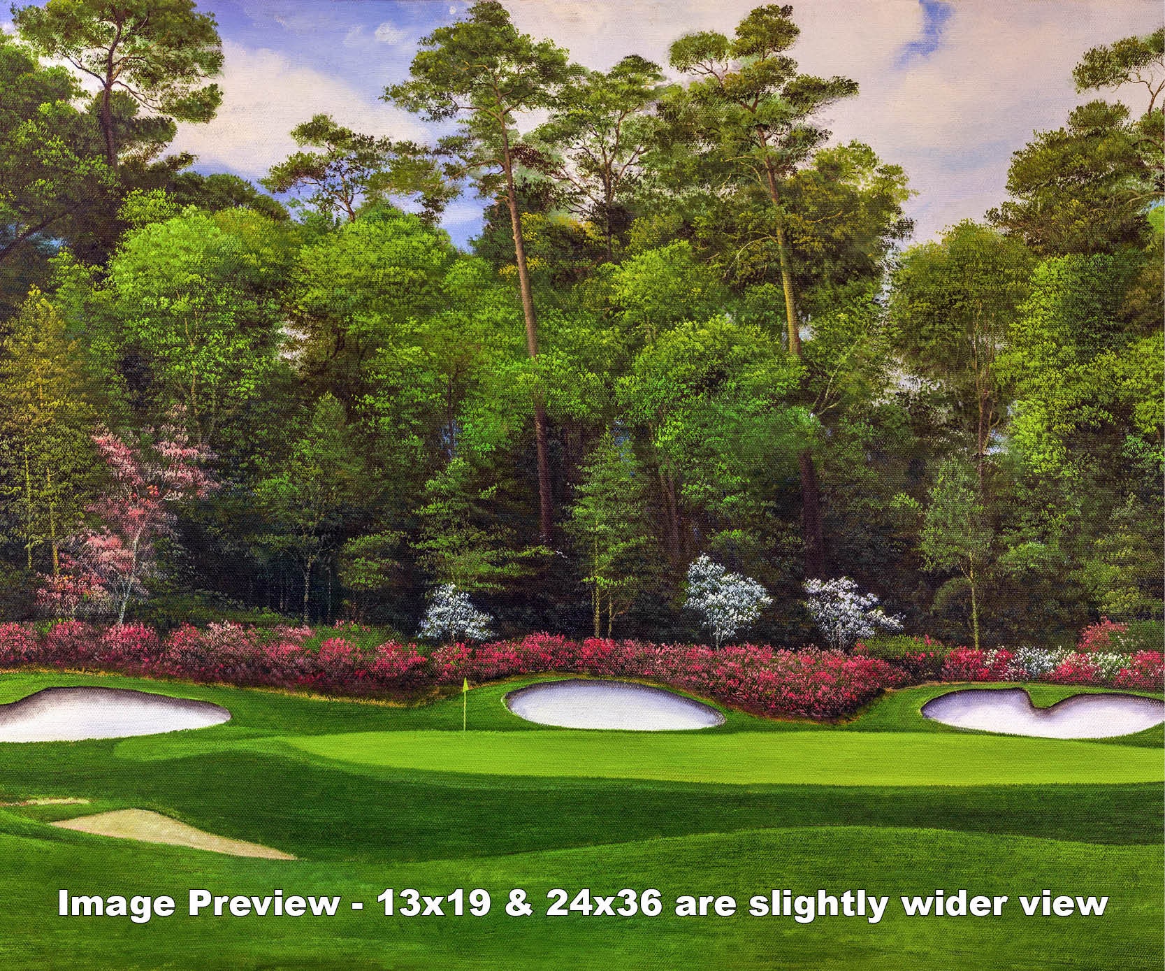 Augusta National Golf Club Masters Tournament Hole 13 Magnolia golf course  oil painting art print 2550 on 36x48 Stretched Gallery Wrap Canvas Frame 