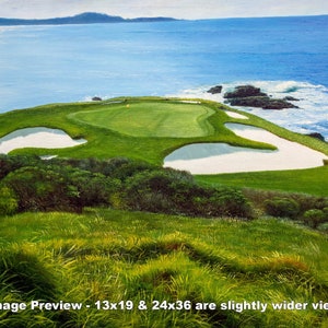 Pebble Beach Golf Links Club Hole 7 golf course oil painting art print 2550 11x14-36x48