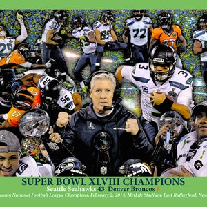 Seattle Seahawks Super Bowl Champions 2014 Russell Wilson NFL Football Art Print 11x14-48x36
