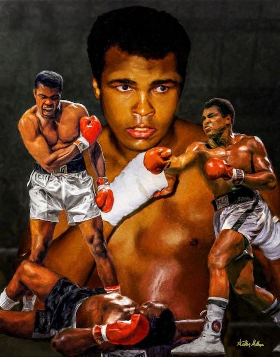 Muhammad Ali Legendary Boxer Collage Sonny Liston Knock Out Cassius Clay Boxing Art Print 11x14 - 48x36
