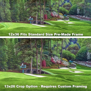 Augusta National Golf Club Masters Amen Corner Hole 12 Golden Bell 11 White Dogwood art print golf course peinture à l’huile 3000 jusqu’à 24x72