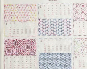 HOBBYRA HOBBYRE 2027 SASHIKO Japanese calendar --- limited quantity--- ( Finished size66 x 47cm; Cloth only, or a set of cloth and yarns )