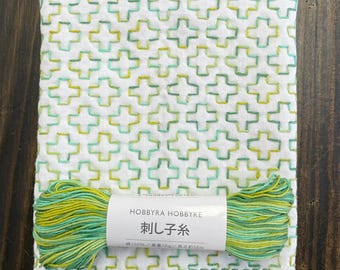 SASHIKO for dish towel " JYUNOKI" Cross Stitch <daruma> cloth or cloth & yarn