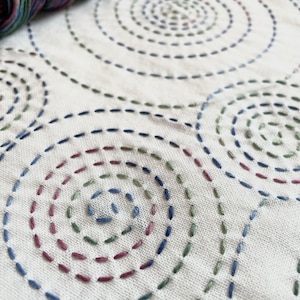 SASHIKO for dish towel &quot;UZUMAKI&quot; --- HOBBYRAHOBBYRE --- cloth or cloth & yarn