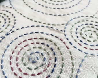 SASHIKO kit for dish towel "UZUMAKI" --- HOBBYRAHOBBYRE --- cloth or cloth & yarn