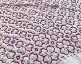 SASHIKO for dish towel "SAKURANOHANA" white cloth -- Cherry Blossom-- <olympus> cloth or cloth & yarns