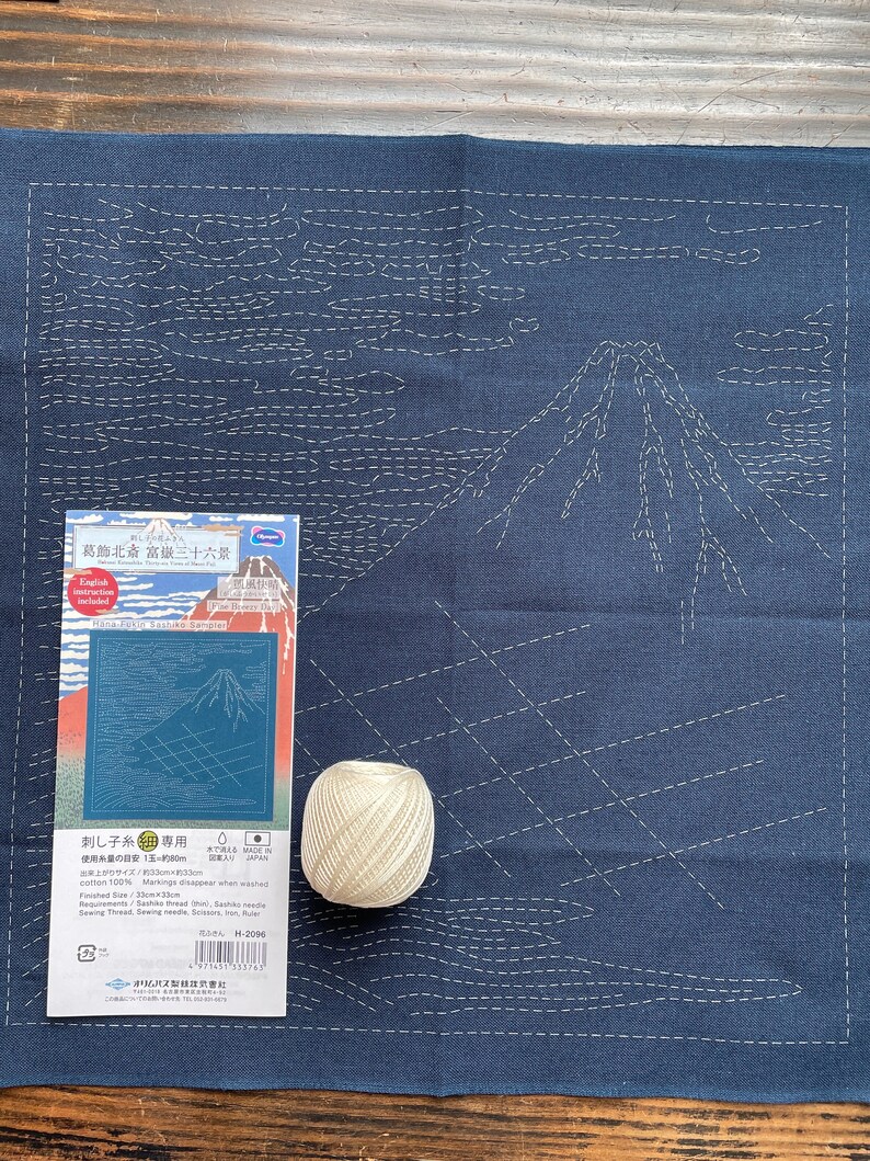 SASHIKO for Dish Towel hokusai Katsushika Gaifu Kaisei Thirtysix Views
