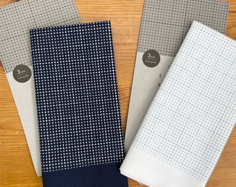 SASHIKO for dish towel <Grid guid 3mm> --- daruma --- white or navy cloth