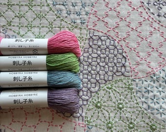 SASHIKO kit for dish towel "YOSEMOYO fudo-tsunagi" Weighted connection ---HOBBYRAHOBBYRE--- cloth or cloth & yarns