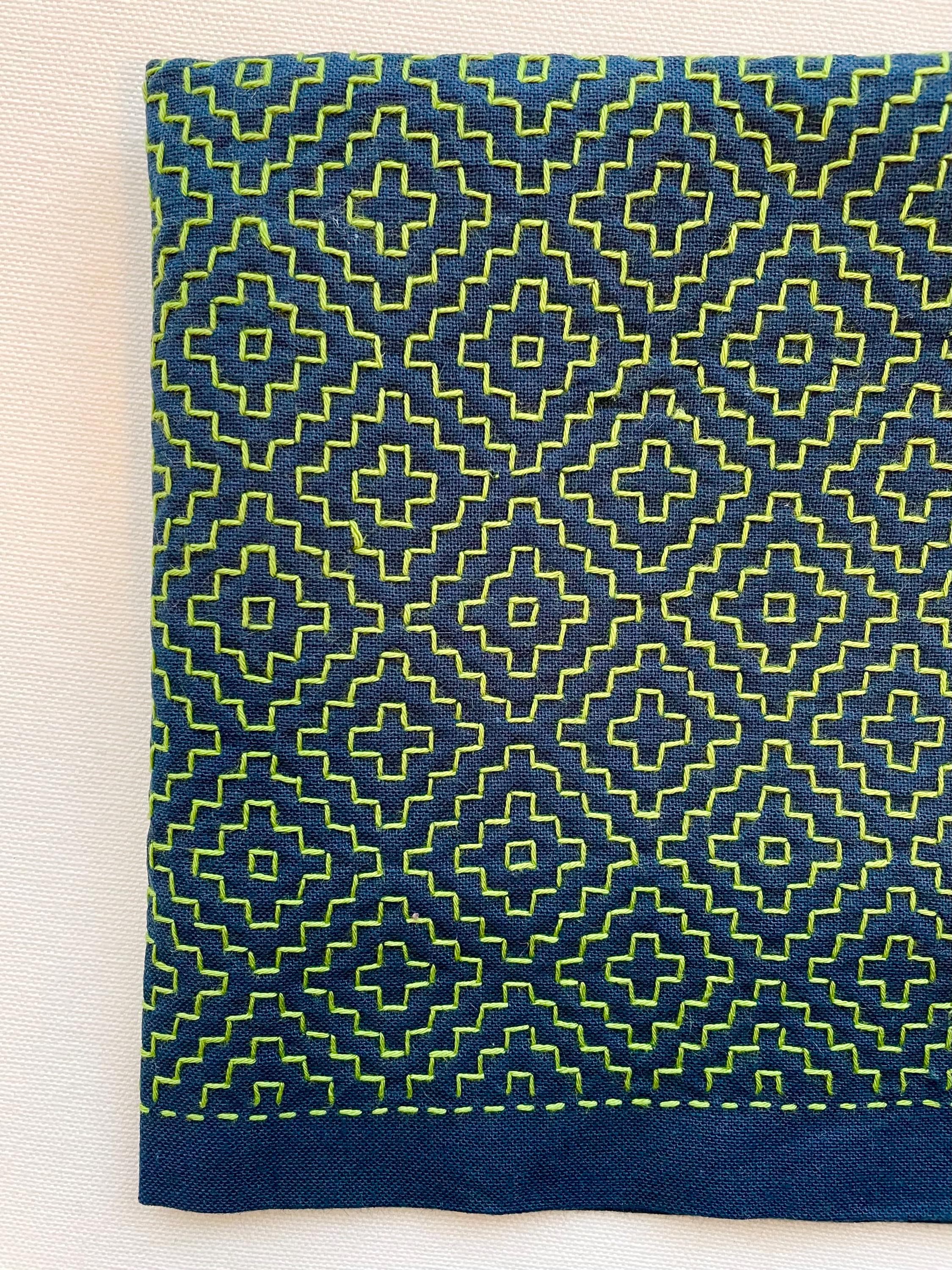SASHIKO for dish towel "KAKINOHANA" -- Persimmon flower -- <olympus> cloth or cloth & yarns