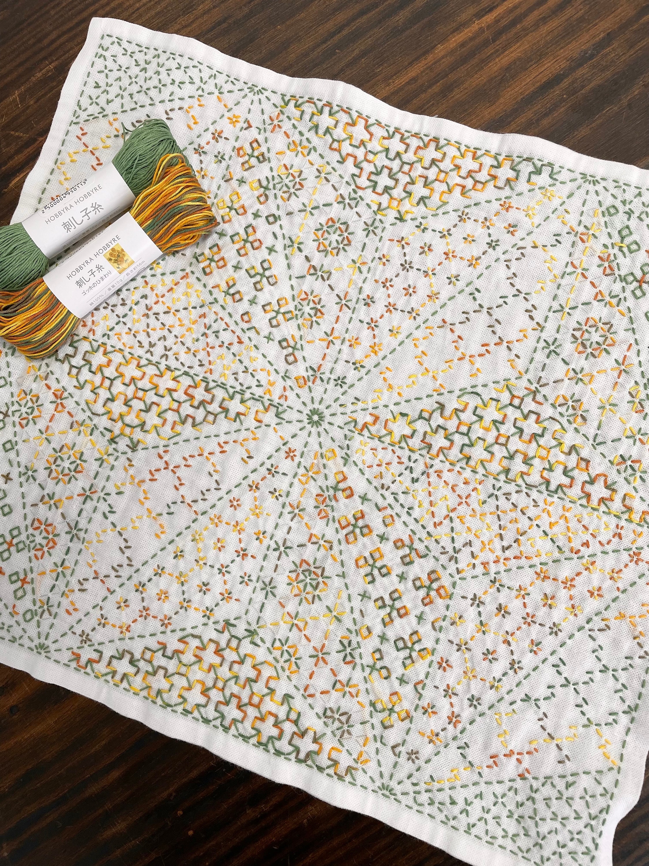 SASHIKO for dish towel " YOSEMOYO asanoha " --- HOBBYRAHOBBYRE --- cloth or cloth & yarn