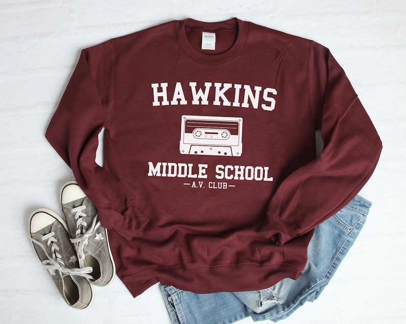 Stranger Things Sweatshirt Hawkins Middle School Sweatshirt image 1