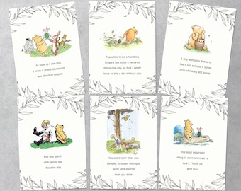 Classic Winnie the Pooh Quotes, Prints for Framing, Baby Shower, Birthday, Nursery, Decoration, Set of 6, 5x7, YOU PRINT
